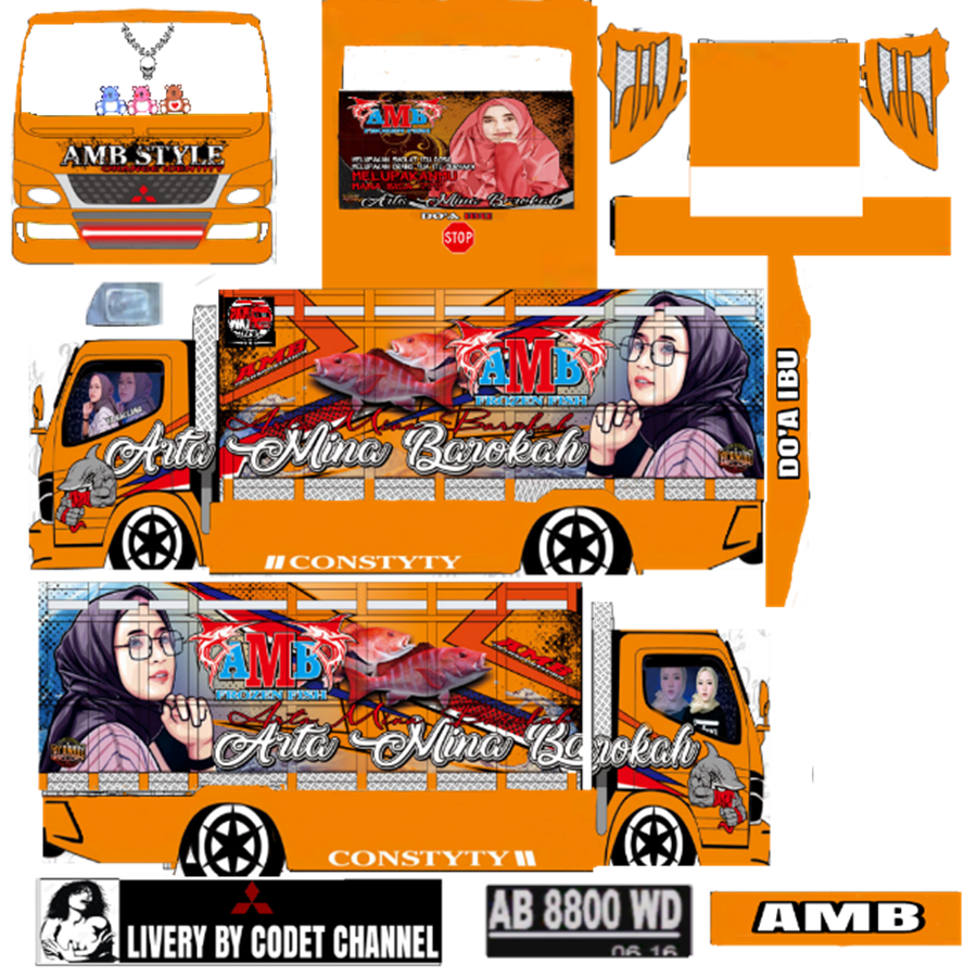 Livery BUSSID Truck Mitsubishi Fuso Canter by BMI Amb style